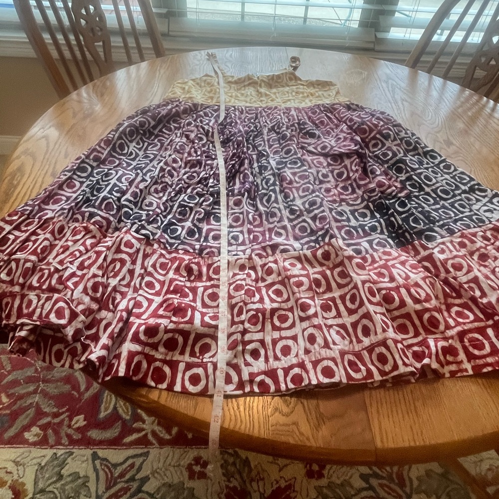 NWT BUSAYO Ade Spaghetti Strap Mixed Batik Tiered Dress Size M Front Pockets - Picture 7 of 12